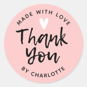 Thank You Typography blush pink Classic Round Sticker