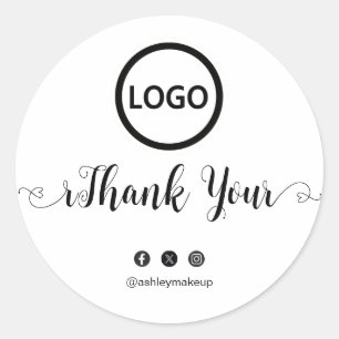 Thank You Typography Brush Logo Simple Classic Rou Round Sticker