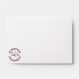 Thank You Typography Chic Purple Leaf Wreath Envelope
