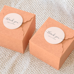 Thank you typography elegant chic blush pink classic round sticker