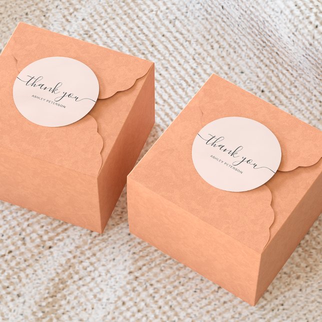 Thank you typography elegant chic blush pink classic round sticker (Creator Uploaded)