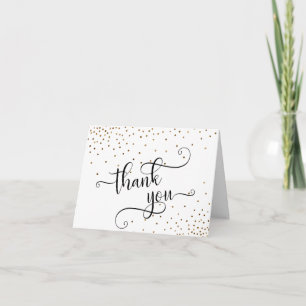 Thank You Typography, Faux Gold Glitter Confetti Card