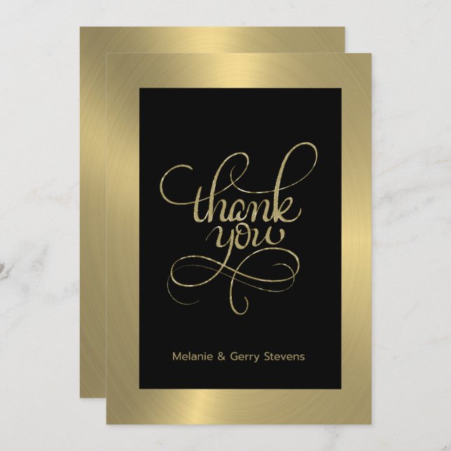 Thank you typography, gold on black background (Front/Back)