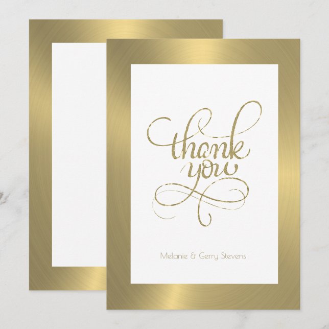 Thank you typography, gold on white background card (Front/Back)