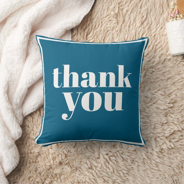 Thank You typography minimal blue  Cushion (Blanket)