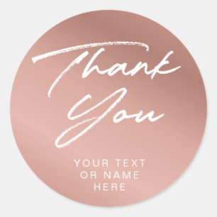 Thank you typography minimalist blush pink classic round sticker