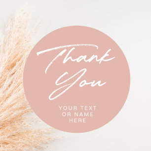 Thank you typography minimalist blush pink classic round sticker