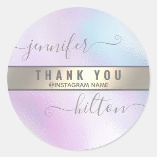 Thank you typography minimalist gold foil classic round sticker