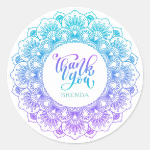 Thank you typography Ornate mandala Classic Round Sticker