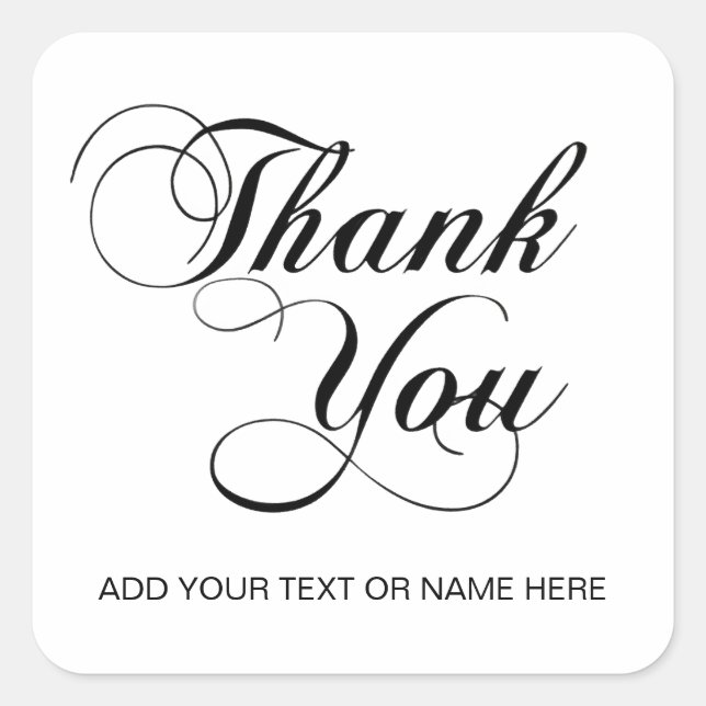 Thank you typography script square sticker (Front)