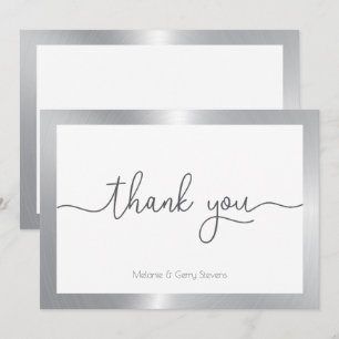 Thank you typography, silver & white background card