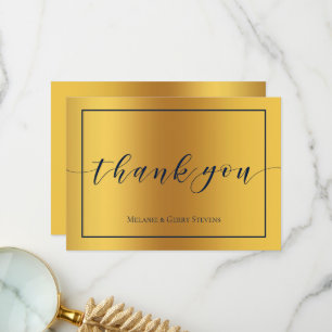 Thank you typography with a gold tones background card