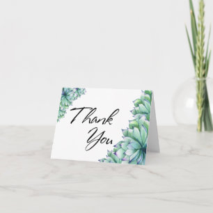 Thank You Typography with Watercolor Succulents Card