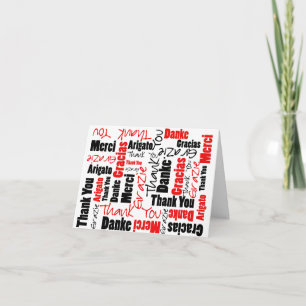 Thank You Typography Word Cloud Red Black