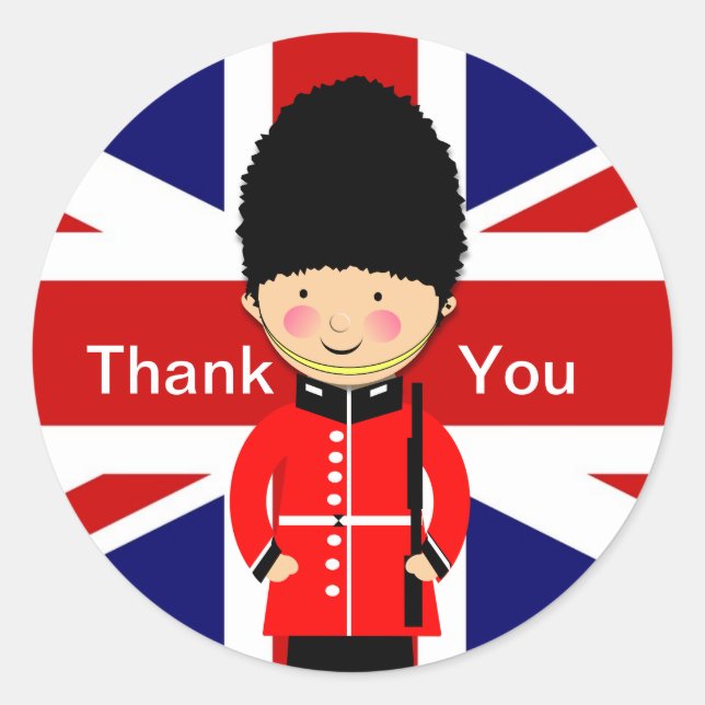 Thank You Union Jack London Theme Classic Round Sticker (Front)