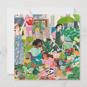 Thank you urban gardening women illustrations  card