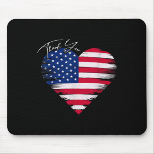 Thank You Usa Flag Heart American Patriotic Memori Mouse Pad