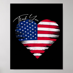 Thank You Usa Flag Heart American Patriotic Memori Poster
