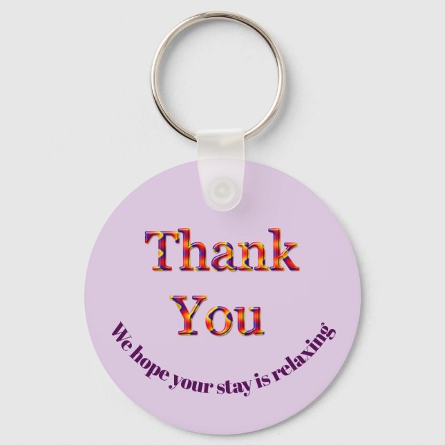 Thank You Vacation House Rental Guest Room Key Key Ring (Front)