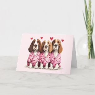 Thank You Valentines Day Basset Hound Dogs Card