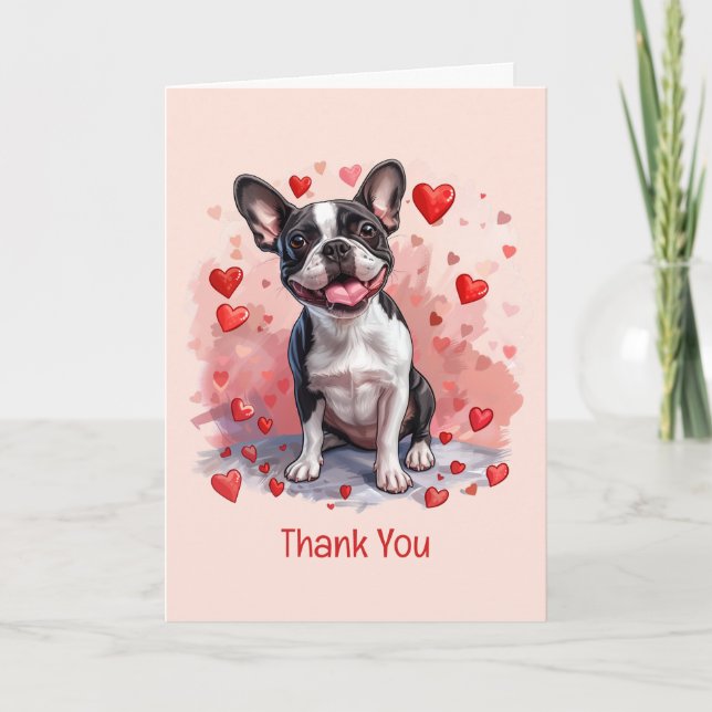 Thank You Valentines Day Boston Terrier Dog (Front)