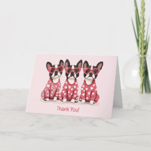 Thank You Valentines Day Boston Terrier Dogs Card