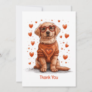 Thank You Valentines Day Golden Retriever Dog Card