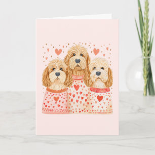 Thank You Valentines Goldendoodle Dogs Card