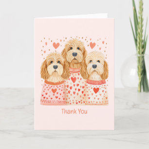 Thank You Valentines Goldendoodle Dogs Card