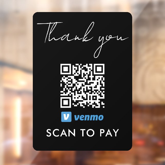 Thank You Venmo Payment QR Code Scan to Pay Black (Sheet 2)
