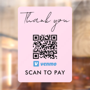 Thank You Venmo Payment QR Code Scan to Pay Pink