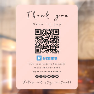 Thank You Venmo QR Code Scan to Pay Blush Pink