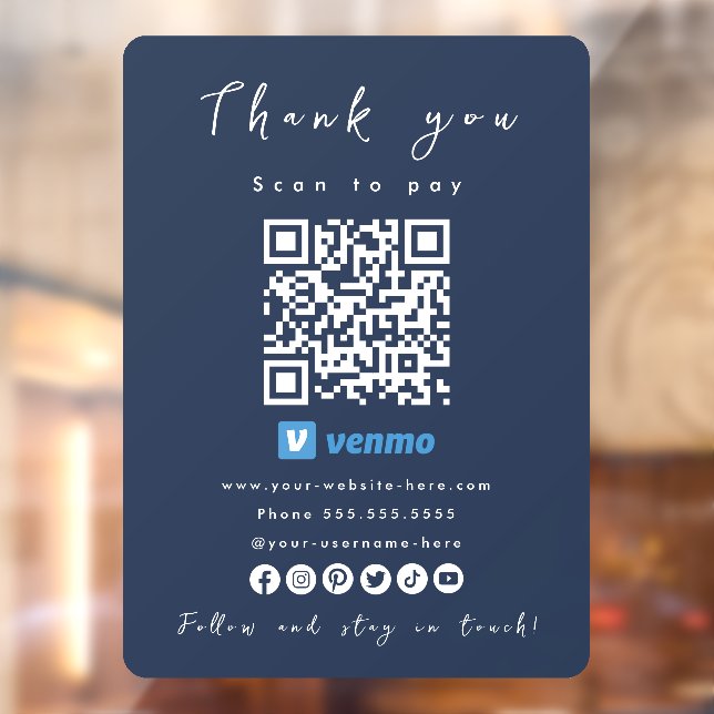 Thank You Venmo QR Code Scan to Pay Navy Blue (Sheet 2)