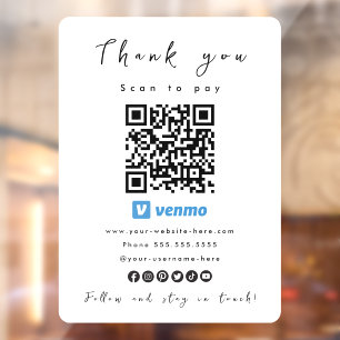Thank You Venmo QR Code Scan to Pay White