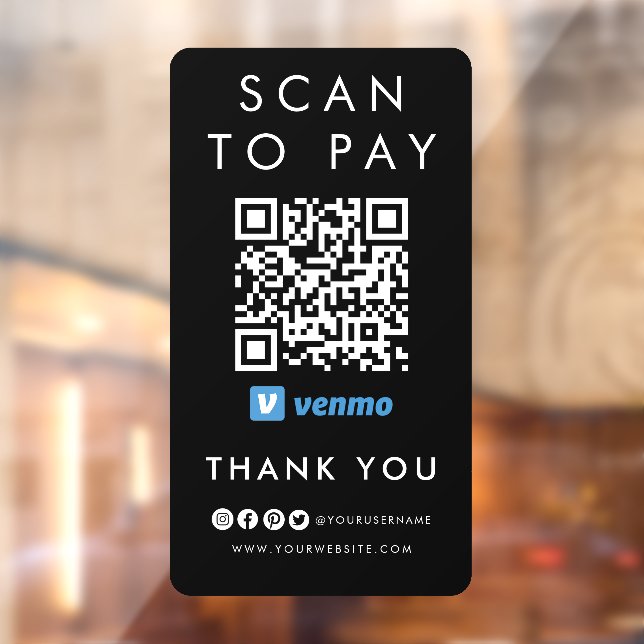 Thank you Venmo Scan to Pay QR Code Modern Black (Sheet 2)