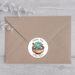 Thank You Vera Much   Cute Aloe Vera Pun Classic Round Sticker