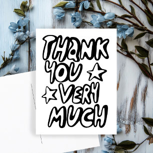 THANK YOU VERY MUCH Bubble Letters B&W CUSTOM Postcard