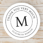 Thank You Very Much Modern Monogram Classic Round Sticker<br><div class="desc">This simple and modern design is composed of serif typography. Use this as envelope sticker on thank you card envelopes for friends and family.</div>