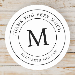 Thank You Very Much Modern Monogram Classic Round Sticker