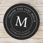 Thank You Very Much Modern Monogram Classic Round Sticker<br><div class="desc">This simple and modern design is composed of serif typography. Use this as envelope sticker on thank you card envelopes for friends and family.</div>
