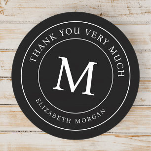 Thank You Very Much Modern Monogram Classic Round Sticker