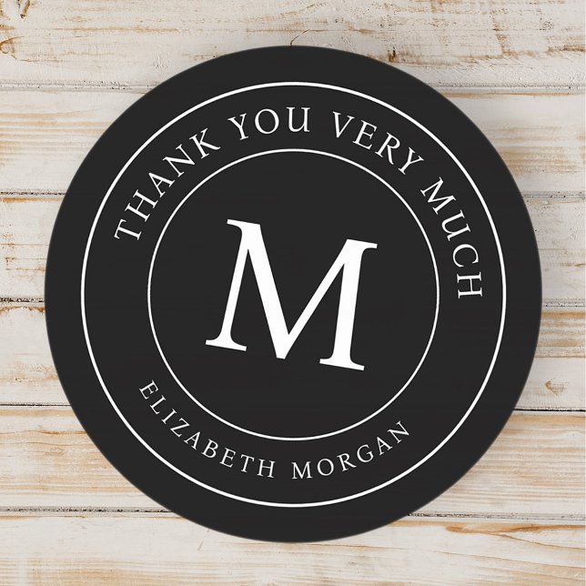 Thank You Very Much Modern Monogram Classic Round Sticker (Creator Uploaded)