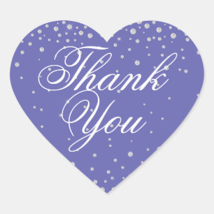 Thank You Very Peri Purple Diamonds Wedding Heart Sticker