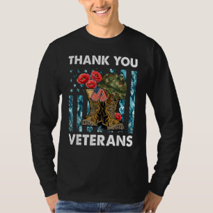 Thank You Veteran Combat Boots Flowers Veteran Da T-Shirt