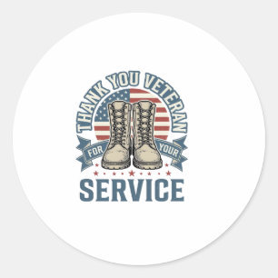 Thank You Veteran Patriotic Boots Service Shirt_1 Classic Round Sticker