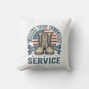 Thank You Veteran Patriotic Boots Service Shirt_1 Cushion