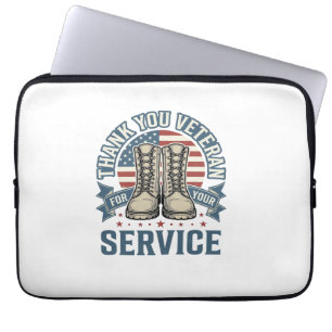 Thank You Veteran Patriotic Boots Service Shirt_1 Laptop Sleeve