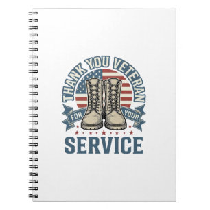 Thank You Veteran Patriotic Boots Service Shirt_1 Notebook
