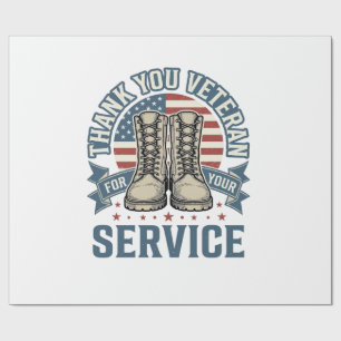 Thank You Veteran Patriotic Boots Service Shirt_1 Wrapping Paper