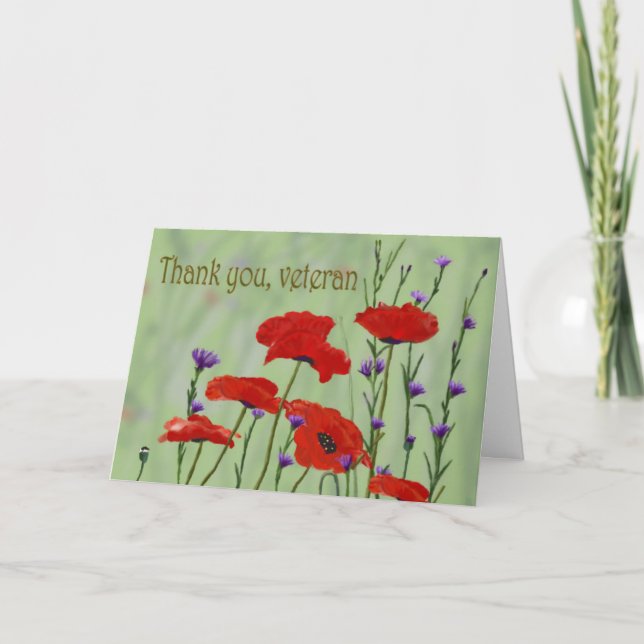 Thank you Veteran with Poppies Card (Front)